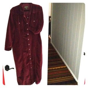 Eddie Bauer XL Christmas Velvet  Shirtdress Dress
